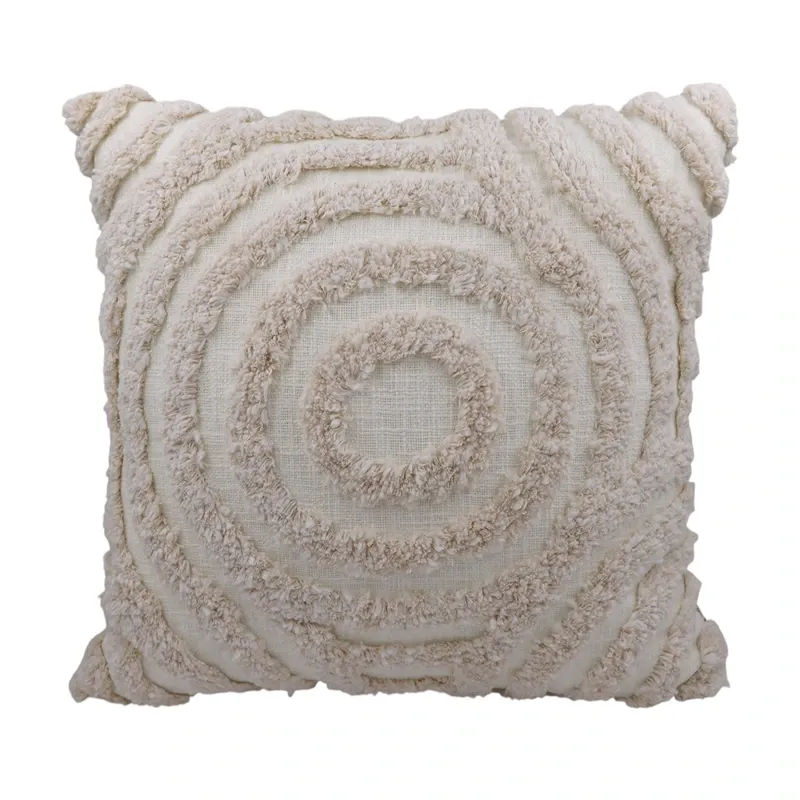 Nova Home Whorl Embroidered Tufted Cushion Cover – 45x45 cm – Ivory product thumbnail 3