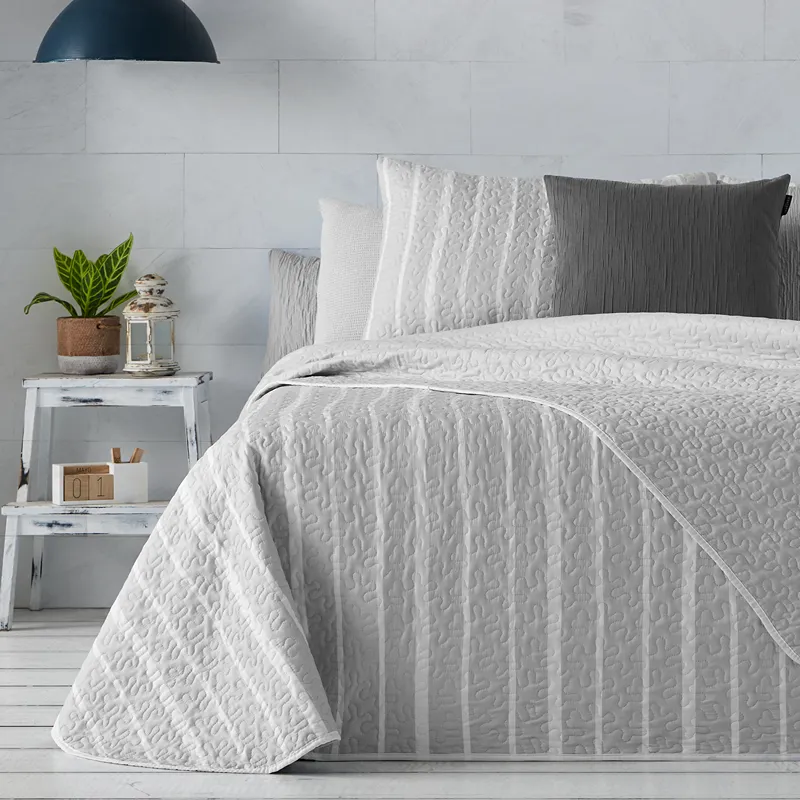 Manterol "Bouti Summer" Reversible Summer Bedspread Set - Grey (126 07) (Available in Sizes) product thumbnail 3