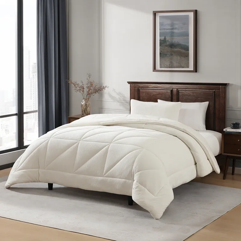 Nova Home Snug Winter Velvet Comforter Set with High Pile Backing - White (Available In Sizes) product thumbnail 5