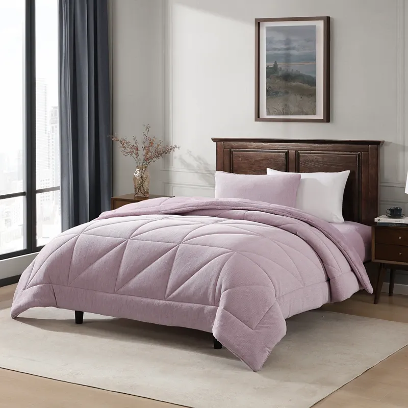 Nova Home Snug Winter Velvet Comforter Set with High Pile Backing - Lilac (Available In Sizes) product thumbnail 5