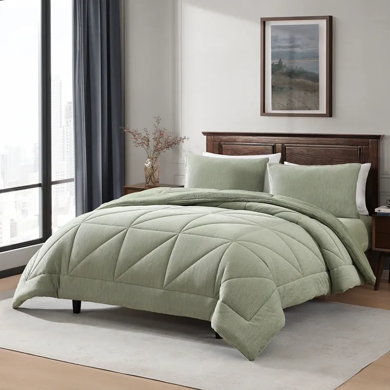 Nova Home Snug Winter Velvet Comforter Set with High Pile Backing - Green (Available In Sizes) product thumbnail 3