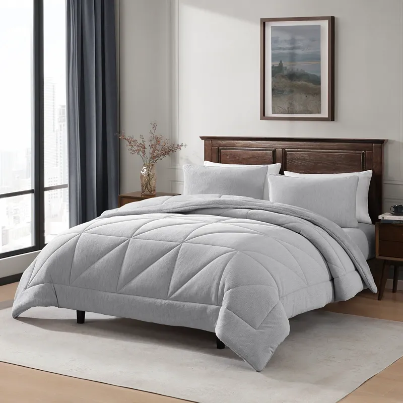 Nova Home Snug Winter Velvet Comforter Set with High Pile Backing - Silver (Available In Sizes) product thumbnail 3