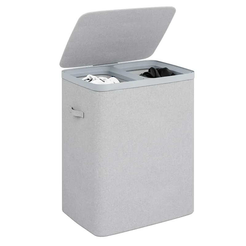 Weva Clary Duo Laundry Dual Basket with Lid – 100L – Light Grey product thumbnail 3