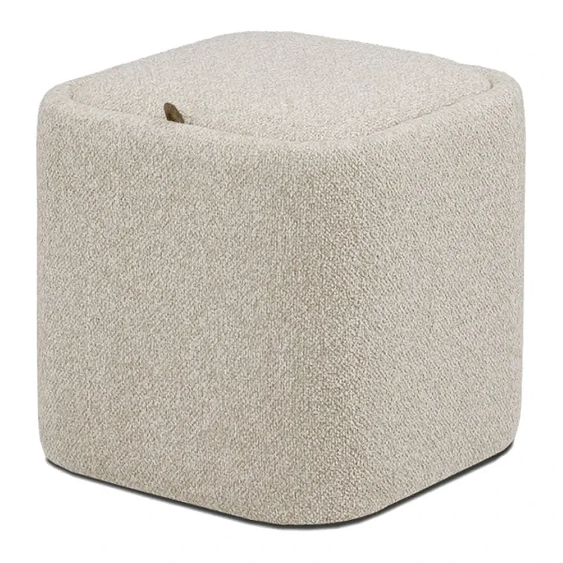 Weva Quadra Boucle Square Storage Stool with Tray – Beige product thumbnail 3