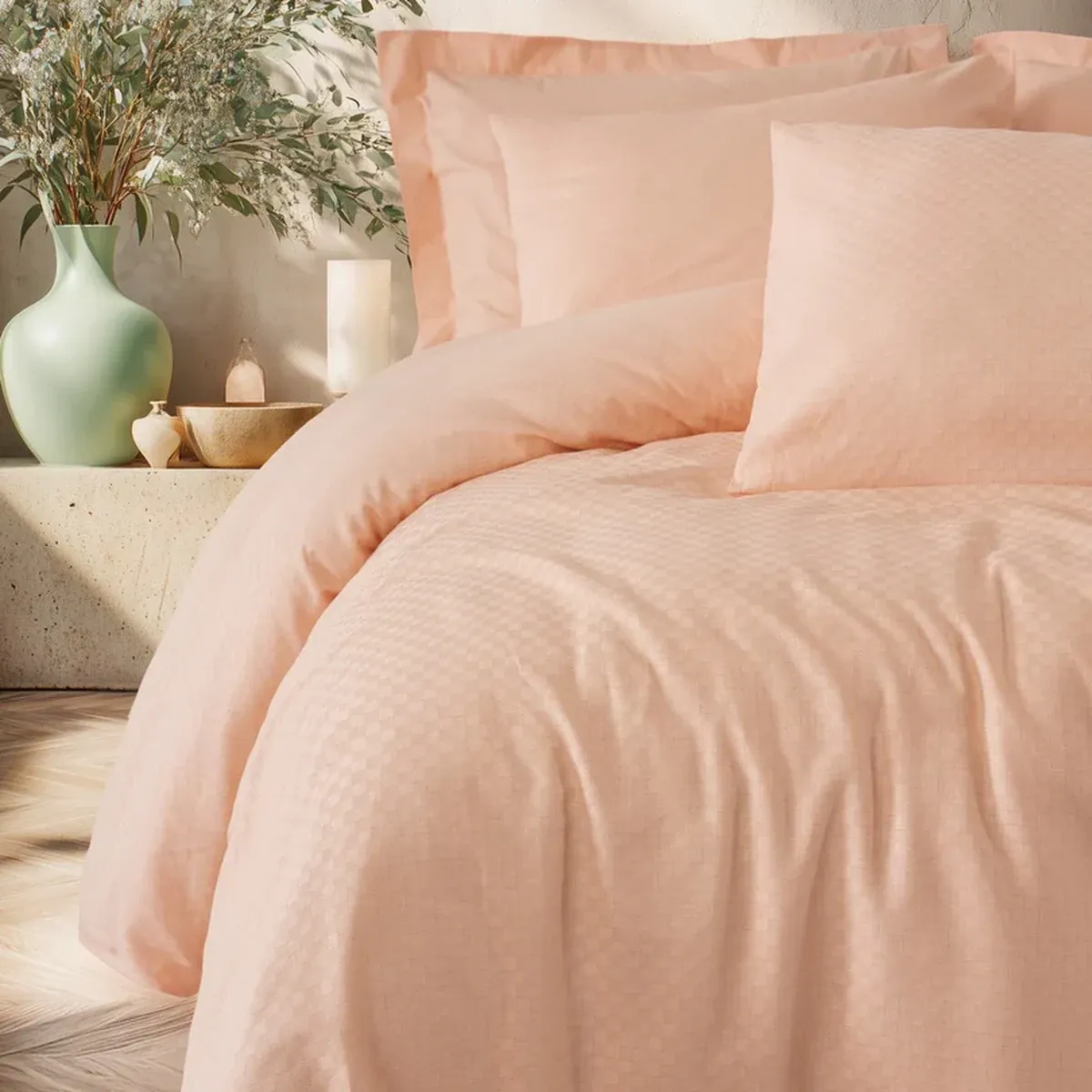 Nova Home Duvet Cover Set Rainforce Plaid - 100% Cotton - Salmon (Available In Sizes) product thumbnail 5