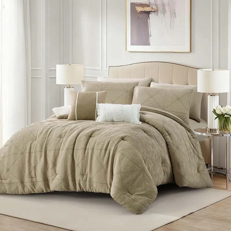 Nova Home Barrett Crinkled Jacquard Comforter Set - Brown (Available in Sizes) product thumbnail 17