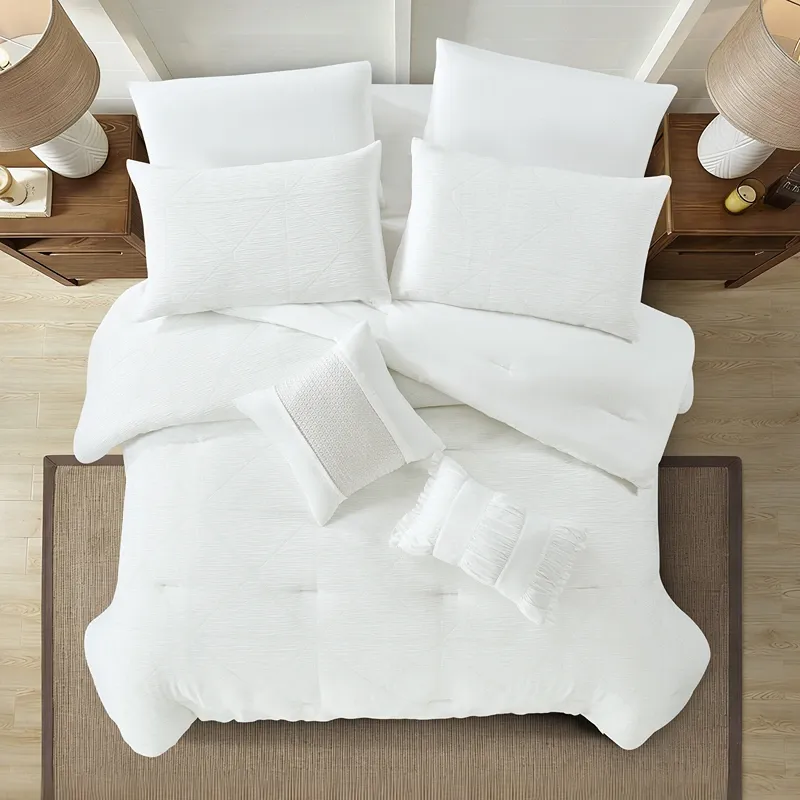 Nova Home Barrett Crinkled Jacquard Comforter Set - White (Available in Sizes) product thumbnail 10