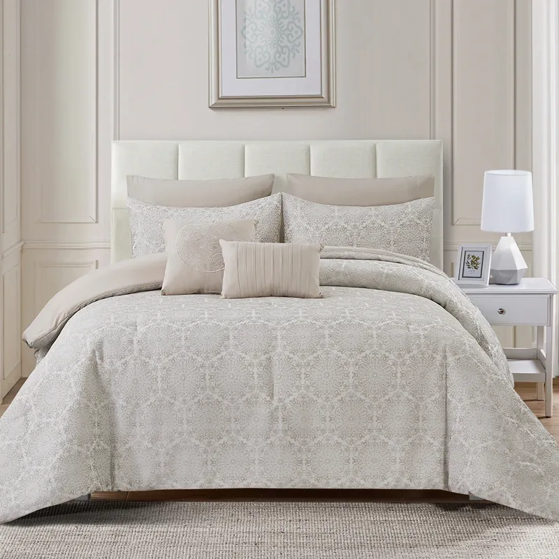 Nova Home Aidana Jacquard Comforter Set - King/Super King - 8pcs - Taupe product thumbnail 3
