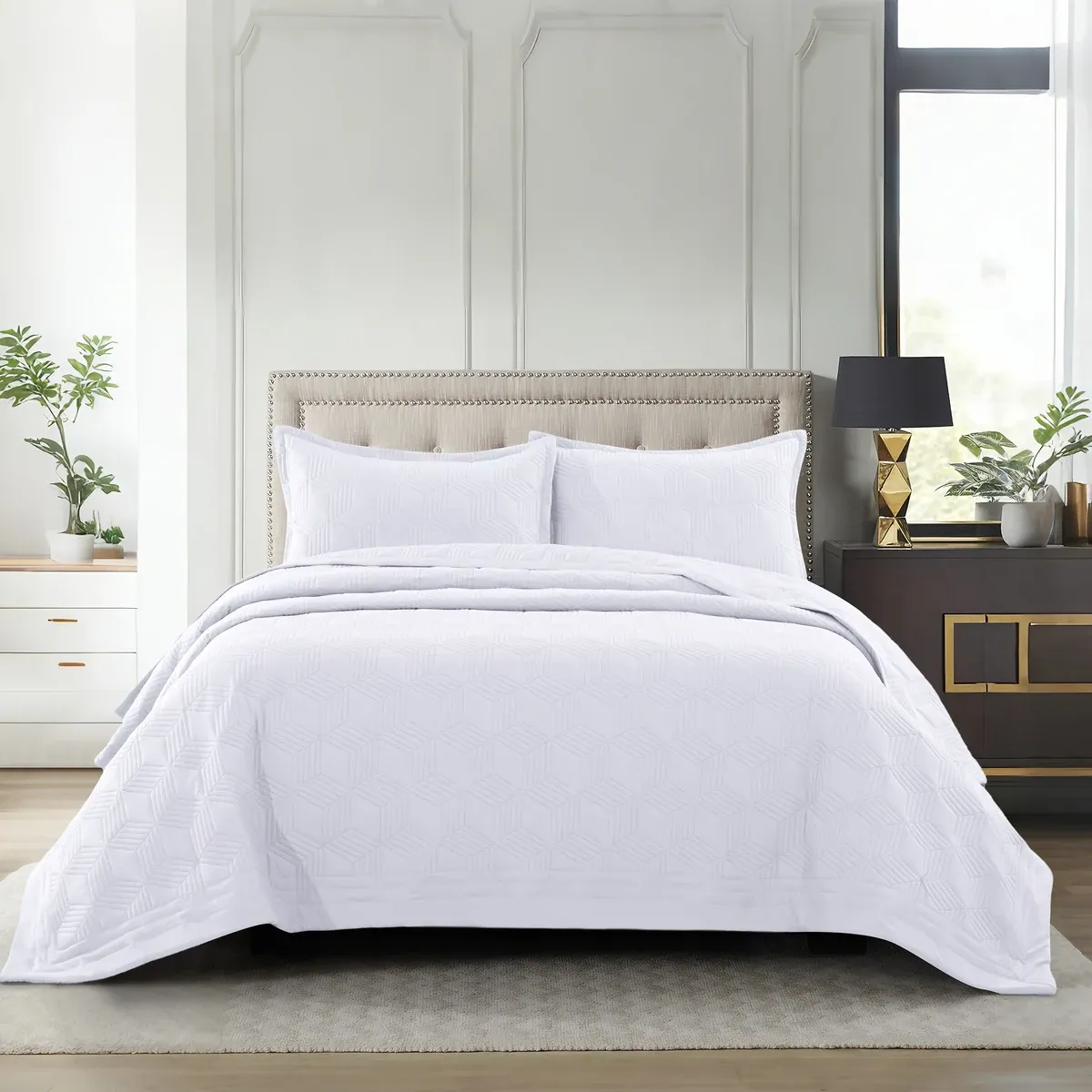 Nova Home Bed Spread Set Vectra - Microfiber - White (Available In Sizes) product thumbnail 16