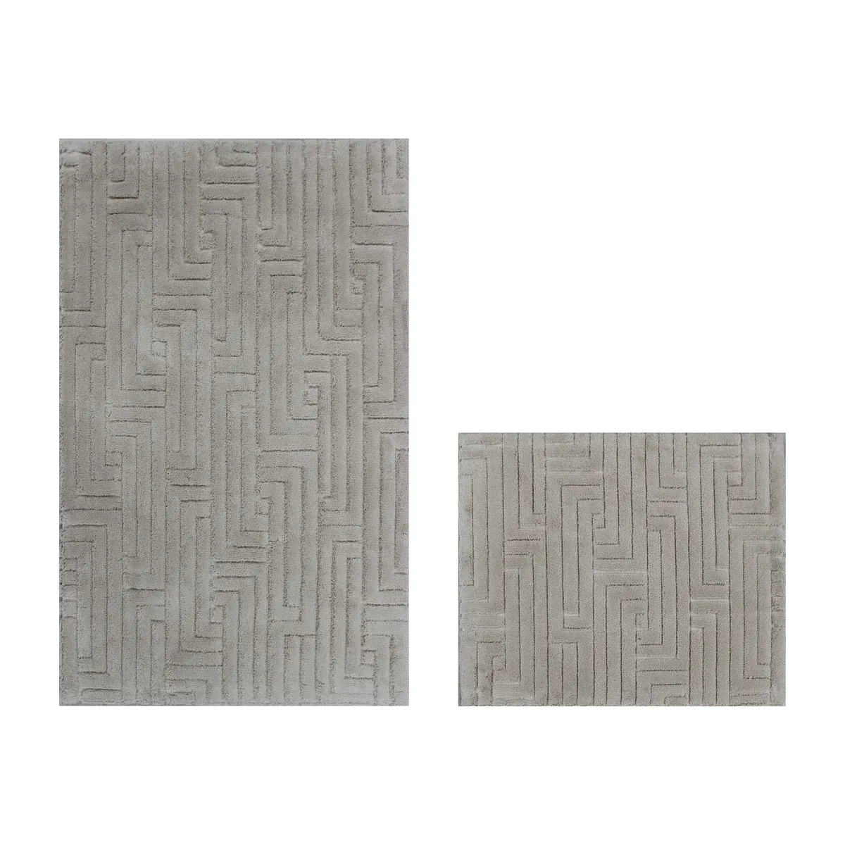 Nova Home Bath Rug Set Wood - Cotton - 2 Pcs - 60x100 cm & 40x60 cm - Beige product thumbnail 3