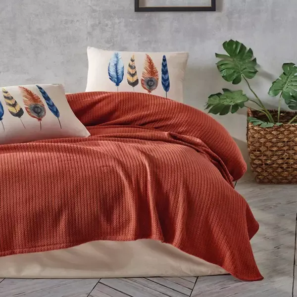 Nova Home "Plumy" Pique Bedspread Set - 100% Cotton - Terra (Available in Sizes) product thumbnail 4