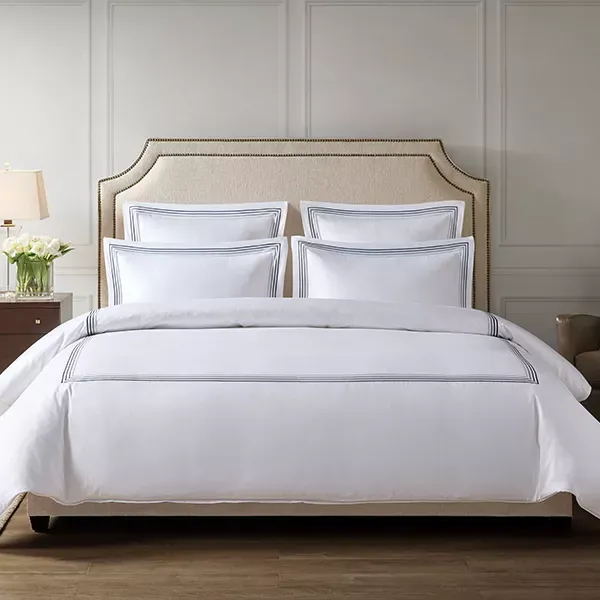Nova Home Cruise Duvet Cover Set - 100% Cotton, 600 Thread Count - White & Navy (Available in Sizes) product thumbnail 7