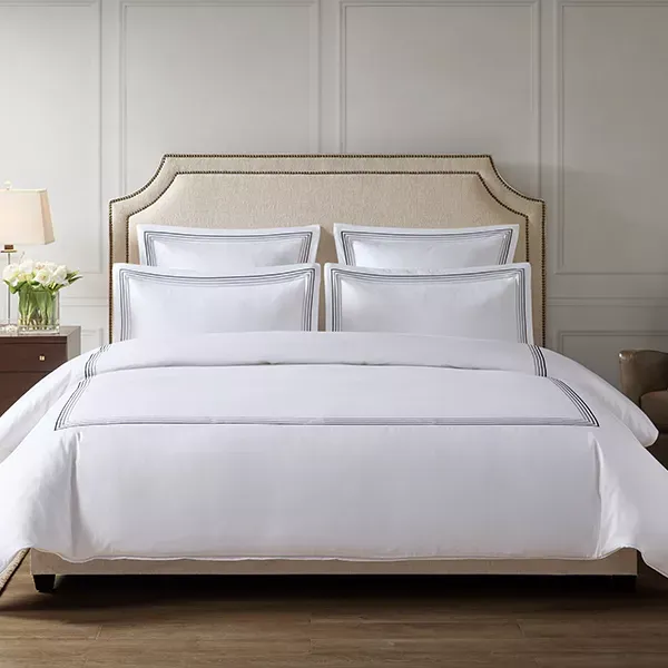 Nova Home Cruise Duvet Cover Set - 100% Cotton, 600 Thread Count - White & Grey (Available in Sizes) product thumbnail 4
