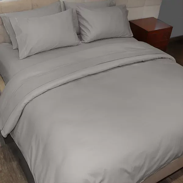 Fieldcrest Plain Duvet Cover - 100% Cotton - 220 Thread Count - Grey (Available in sizes) product thumbnail 4