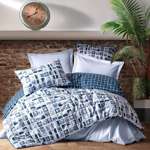 Nova Home Palo Printed Duvet Cover Set - 100% Cotton - Navy (Available in Sizes) product thumbnail 10