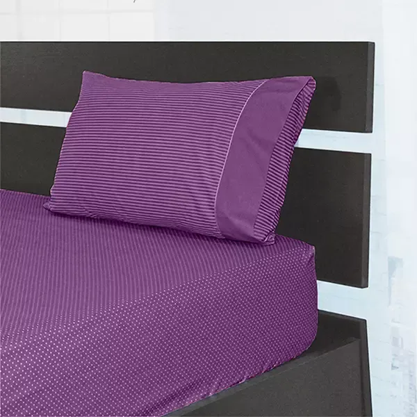 Cannon Dots & Stripes Fitted Sheet Set - Poly Cotton - Purple (Available in Sizes) product thumbnail 7