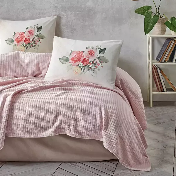 Nova Home "Rosanna" Pique Bedspread Set - 100% Cotton - Pink (Available in Sizes) product thumbnail 3