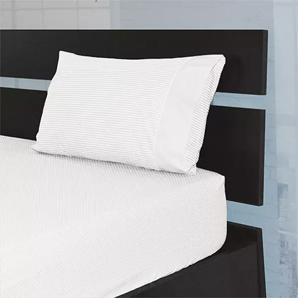 Cannon Dots & Stripes Fitted Sheet Set - Poly Cotton - White (Available in Sizes) product thumbnail 9