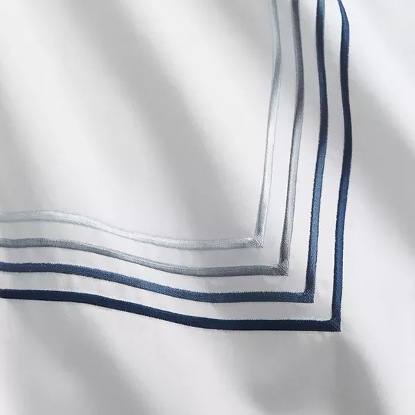 Nova Home Cruise Pillow Sham Set - 100% Cotton, 600 Thread Count - 2 Pcs - White & Navy product thumbnail 2