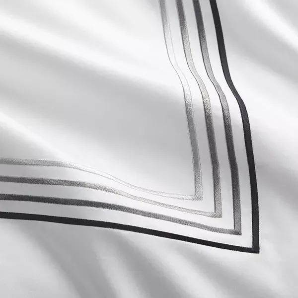 Nova Home Cruise Duvet Cover Set - 100% Cotton, 600 Thread Count - Queen - White & Grey product thumbnail 3