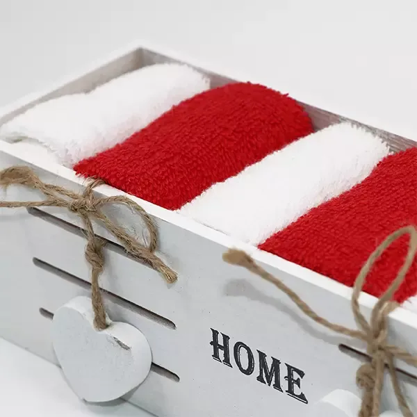 Weva "Lovely" Guest Towels Basket - 100% Cotton - 6 Pcs - Red product thumbnail 2