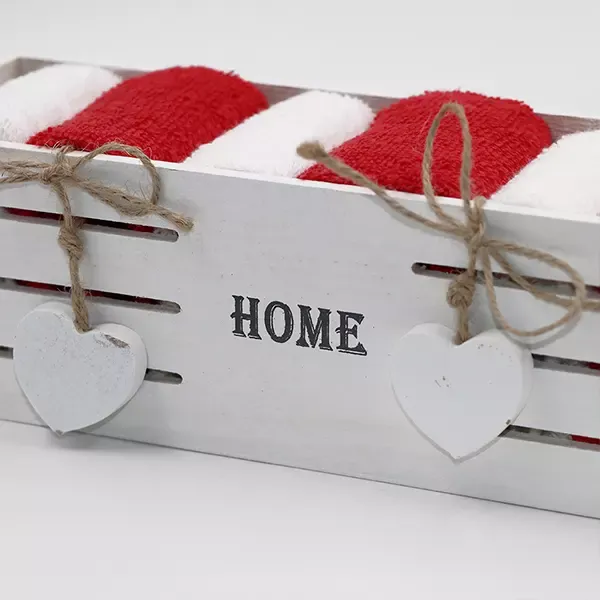 Weva "Lovely" Guest Towels Basket - 100% Cotton - 6 Pcs - Red product thumbnail 3