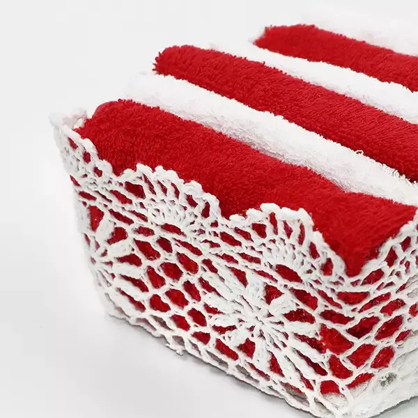 Weva "Florina" Guest Towels Basket - 100% Cotton - 6 Pcs - Red product thumbnail 2