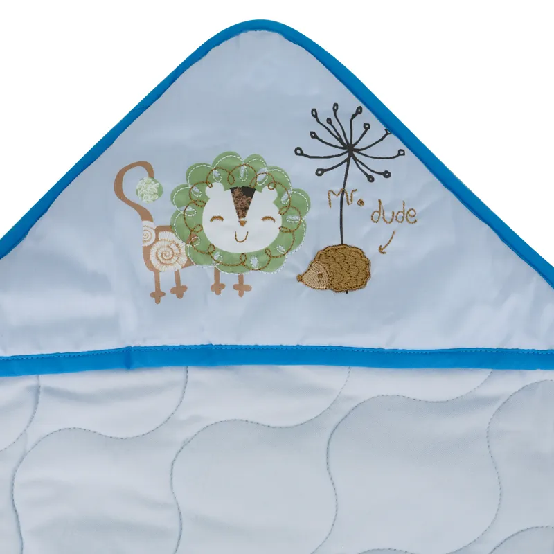 Nova Home "Happy Holiday" Hooded Baby Swaddle Blanket - 100% Cotton - Blue product thumbnail 2
