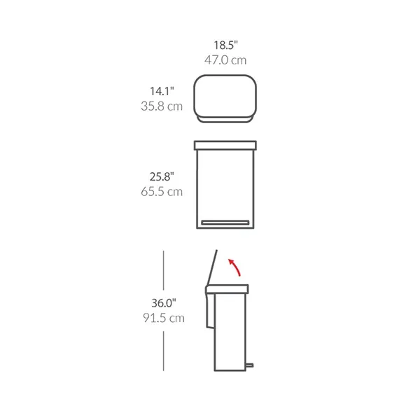 Simplehuman Trash Bin Rectangular With Liner Pocket - Stainless Steel - 55 Liter - White product thumbnail 2
