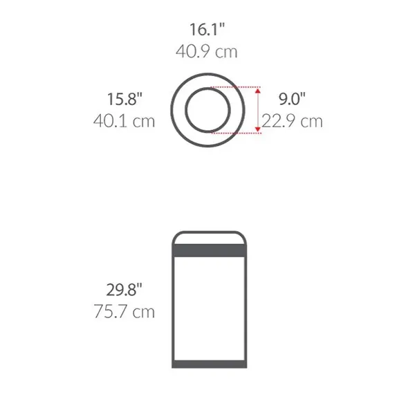 Simplehuman Open Bullet Trash Bin - Stainless Steel - 60 Liter - Brushed product thumbnail 7
