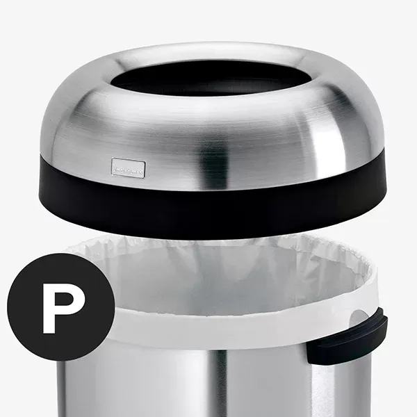 Simplehuman Open Bullet Trash Bin - Stainless Steel - 60 Liter - Brushed product thumbnail 5