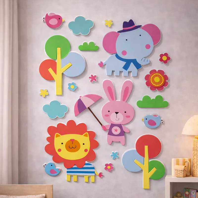 Nova Home Decorative EVA Wall Stickers for Kids' Rooms - The Colorful Umbrella Stroll product thumbnail 2