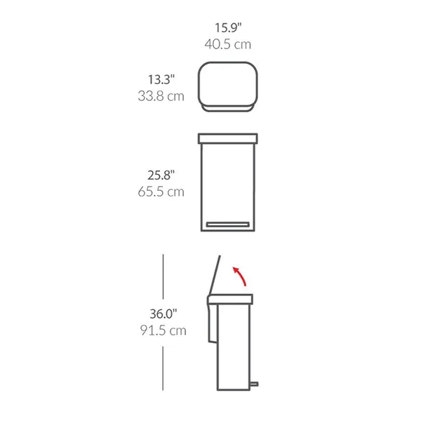 Simplehuman Trash Bin Rectangular With Liner Pocket - Stainless Steel - 45 Liter - White product thumbnail 2