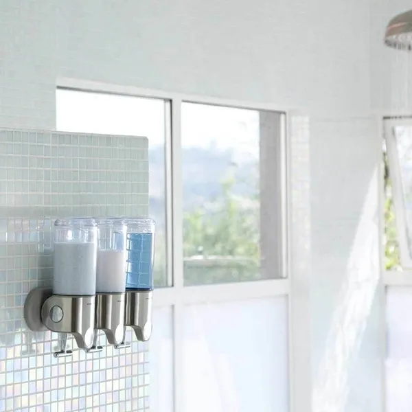 Simplehuman Stainless Steel Shower Soap Dispenser Triple - 443ml for each - Silver product thumbnail 2