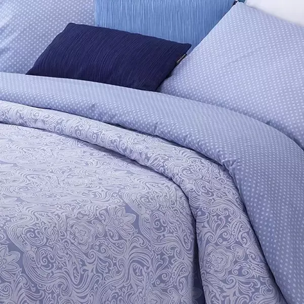 Manterol Summer Duvet Cover Set - 100% Cotton - Single & Twin - 3 Pcs - Light Blue (082 - 08) product thumbnail 2