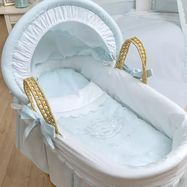 Funna Baby-Prince Moses Basket With Stand - 100% Cotton - Blue product thumbnail 2