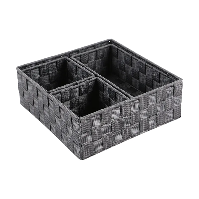 Weva PP Square Basket Set – 4 PCs - Charcoal product thumbnail 4