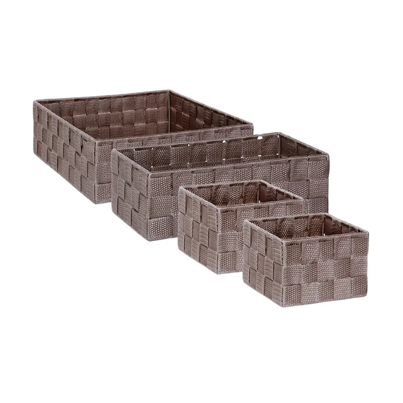 Weva PP Square Basket Set – 4 PCs - Brown product thumbnail 2