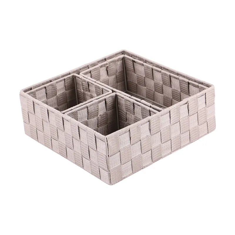 Weva PP Square Basket Set – 4 PCs - Taupe product thumbnail 4