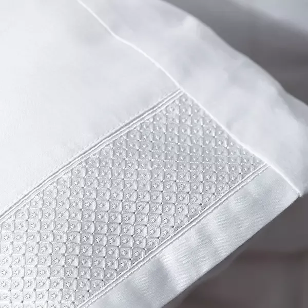 Nova Home Belmont Embroidery Duvet Cover Set - 100% Cotton, 400 Thread - King & Super King - 7 Pcs - White product thumbnail 4