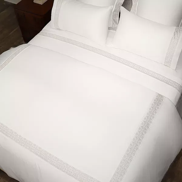 Nova Home Lounge Embroidery Duvet Cover Set - 100% Cotton, 400 Thread - King & Super King - 7 Pcs - White & Silver product thumbnail 4