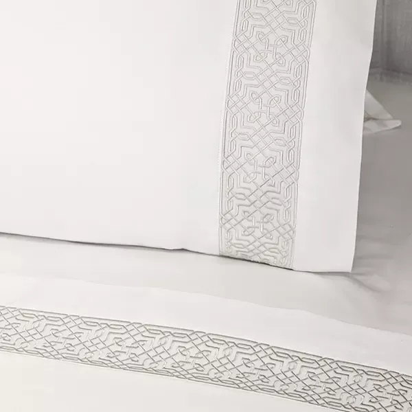 Nova Home Lounge Embroidery Duvet Cover Set - 100% Cotton, 400 Thread - King & Super King - 7 Pcs - White & Silver product thumbnail 4