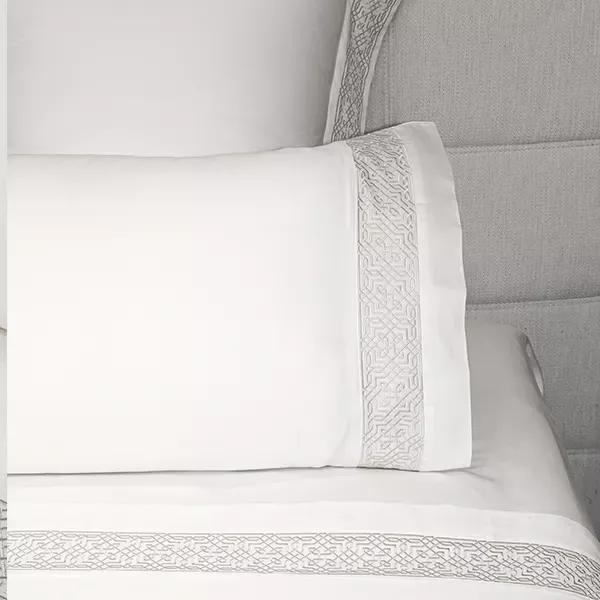 Nova Home Lounge Embroidery Duvet Cover Set - 100% Cotton, 400 Thread - King & Super King - 7 Pcs - White & Silver product thumbnail 5