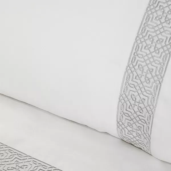 Nova Home Lounge Embroidery Duvet Cover Set - 100% Cotton, 400 Thread - King & Super King - 7 Pcs - White & Silver product thumbnail 6