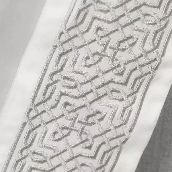 Nova Home Lounge Embroidery Duvet Cover Set - 100% Cotton, 400 Thread - King & Super King - 7 Pcs - White & Silver product thumbnail 7
