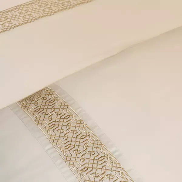 Nova Home Lounge Embroidery Duvet Cover Set - 100% Cotton, 400 Thread - King & Super King - 7 Pcs - White & Gold product thumbnail 13