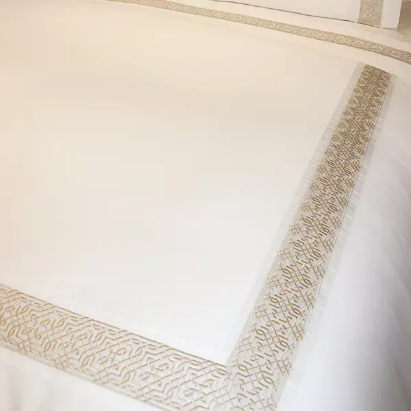 Nova Home Lounge Embroidery Duvet Cover Set - 100% Cotton, 400 Thread - King & Super King - 7 Pcs - White & Gold product thumbnail 9