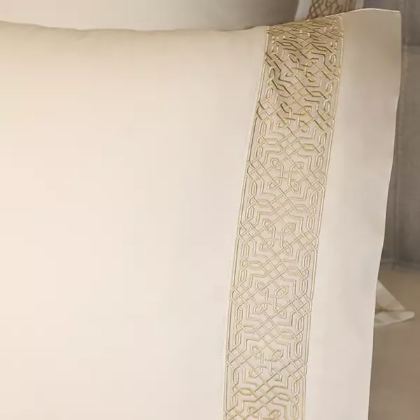 Nova Home Lounge Embroidery Duvet Cover Set - 100% Cotton, 400 Thread - King & Super King - 7 Pcs - White & Gold product thumbnail 12