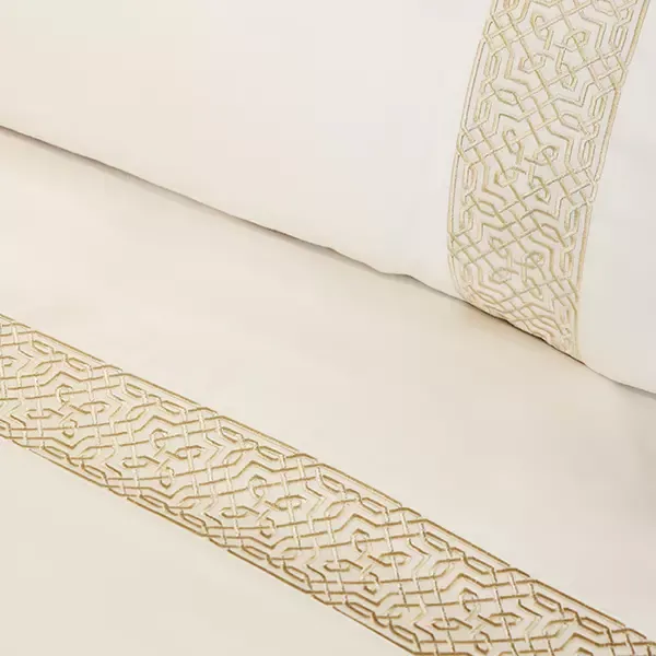 Nova Home Lounge Embroidery Duvet Cover Set - 100% Cotton, 400 Thread - King & Super King - 7 Pcs - White & Gold product thumbnail 11