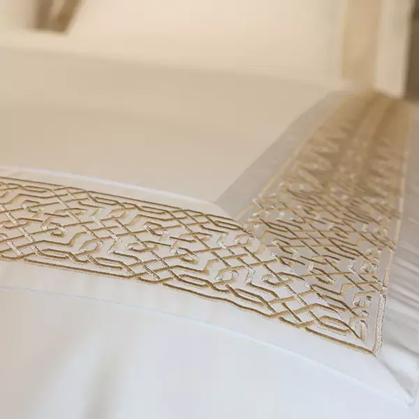 Nova Home Lounge Embroidery Duvet Cover Set - 100% Cotton, 400 Thread - King & Super King - 7 Pcs - White & Gold product thumbnail 6